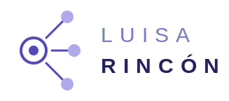 Logo Luisa Rincon - Nodos de conexión en tonos púrpuras